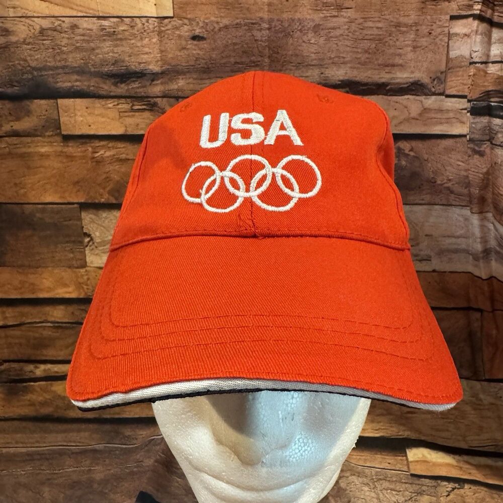 Team USA Olympics Hat Embroidered Rings Baseball Cap Red Hook Loop Adjustable